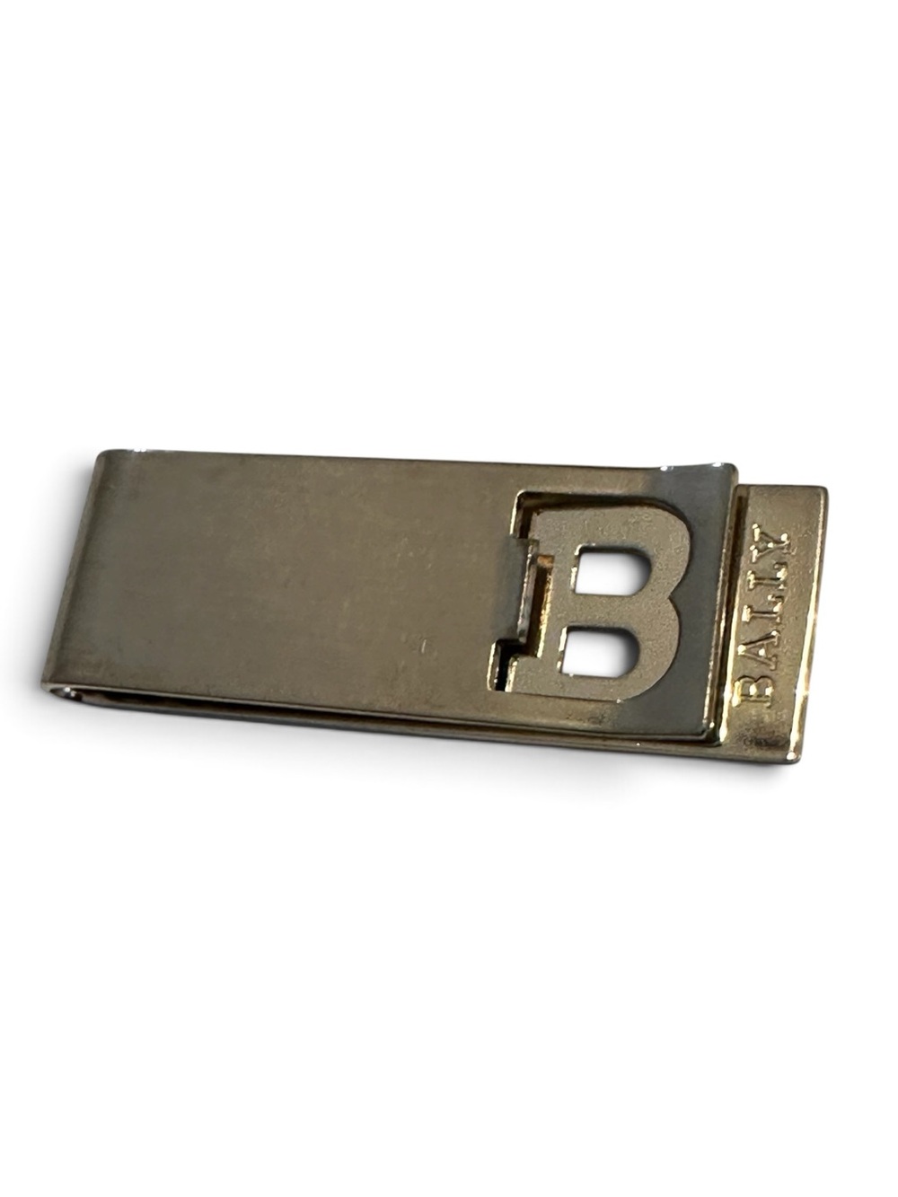 Vintage Bally Made in Italy B Logo Gold Tone Money Clip